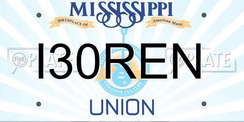 I30REN Mississippi License Plate