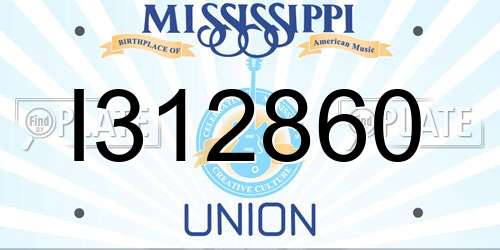 I312860 Mississippi License Plate