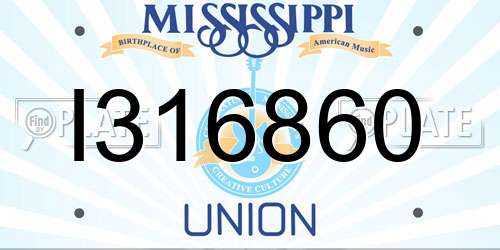 I316860 Mississippi License Plate