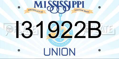 I31922B Mississippi License Plate