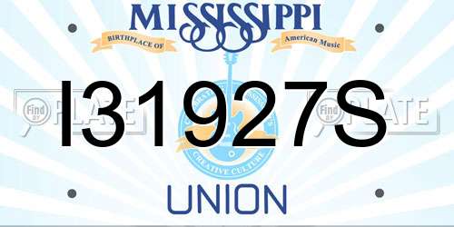 I31927S Mississippi License Plate