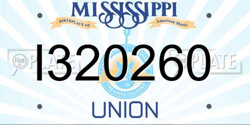 I320260 Mississippi License Plate