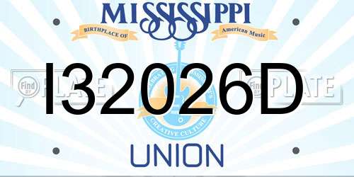 I32026D Mississippi License Plate