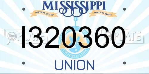 I320360 Mississippi License Plate