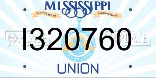 I320760 Mississippi License Plate