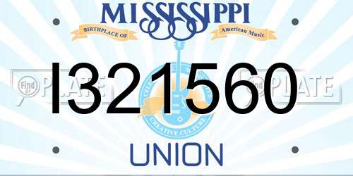 I321560 Mississippi License Plate