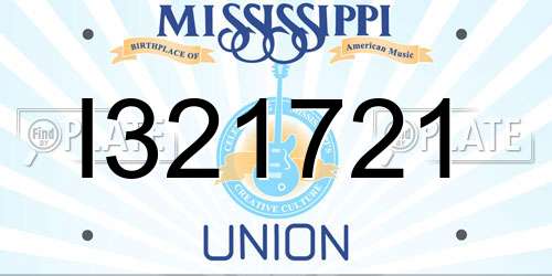 I321721 Mississippi License Plate
