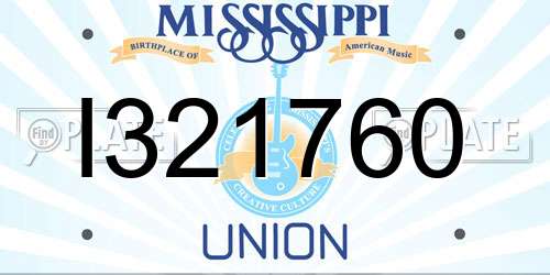 I321760 Mississippi License Plate