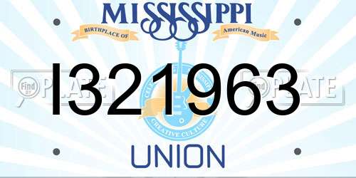 I321963 Mississippi License Plate
