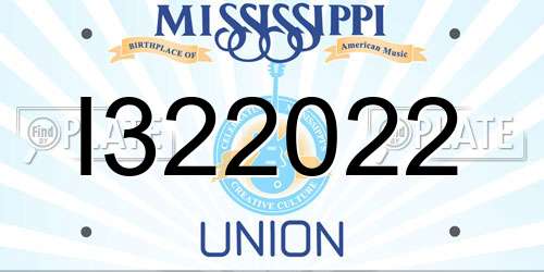 I322022 Mississippi License Plate
