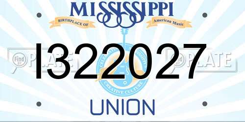 I322027 Mississippi License Plate