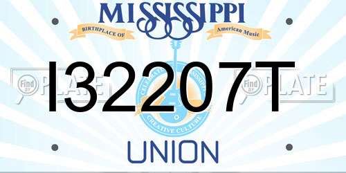 I32207T Mississippi License Plate