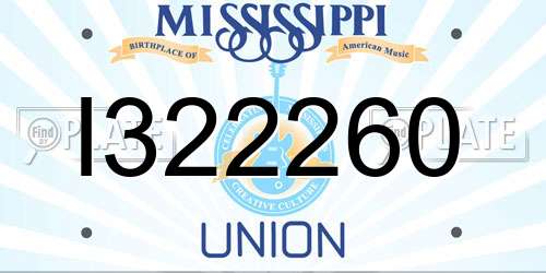 I322260 Mississippi License Plate