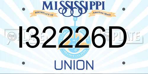I32226D Mississippi License Plate