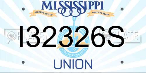 I32326S Mississippi License Plate