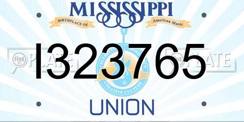 I323765 Mississippi License Plate