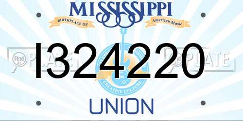 I324220 Mississippi License Plate