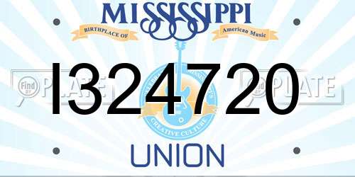 I324720 Mississippi License Plate