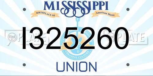 I325260 Mississippi License Plate