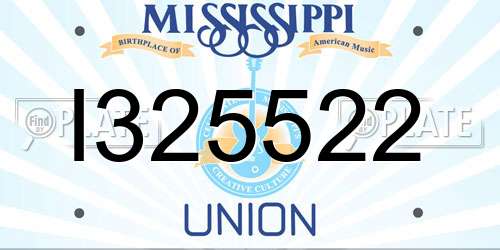 I325522 Mississippi License Plate