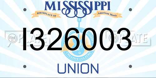 I326003 Mississippi License Plate