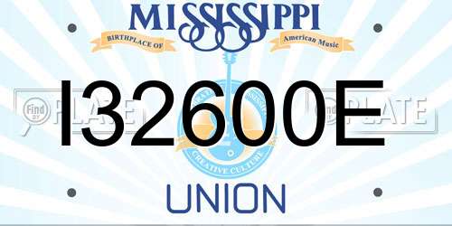 I32600E Mississippi License Plate