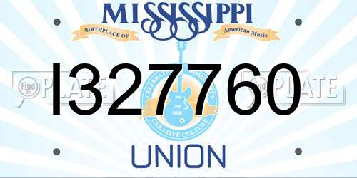 I327760 Mississippi License Plate