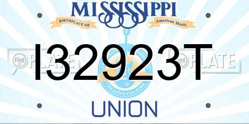 I32923T Mississippi License Plate
