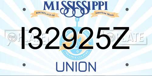 I32925Z Mississippi License Plate
