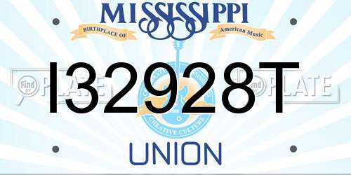 I32928T Mississippi License Plate