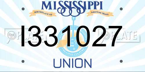 I331027 Mississippi License Plate