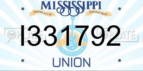 I331792 Mississippi License Plate