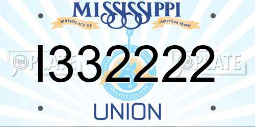 I332222 Mississippi License Plate