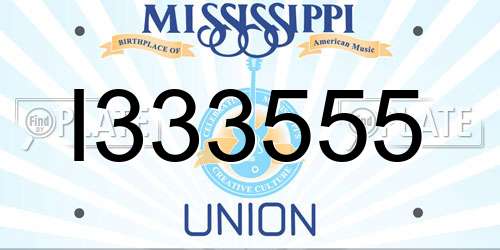 I333555 Mississippi License Plate