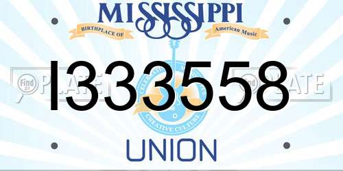 I333558 Mississippi License Plate