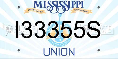 I33355S Mississippi License Plate