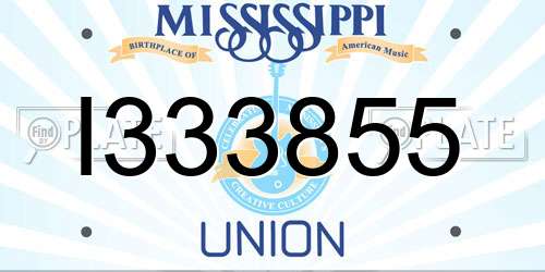 I333855 Mississippi License Plate