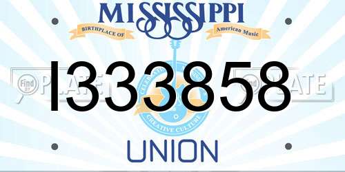 I333858 Mississippi License Plate