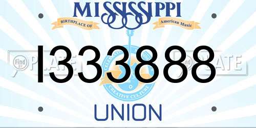 I333888 Mississippi License Plate