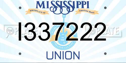 I337222 Mississippi License Plate