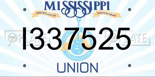 I337525 Mississippi License Plate