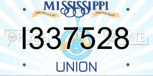 I337528 Mississippi License Plate