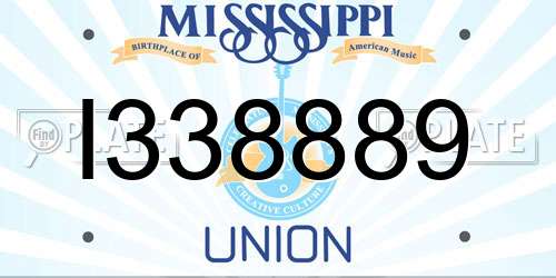I338889 Mississippi License Plate