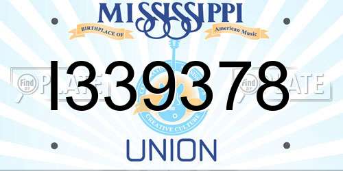 I339378 Mississippi License Plate