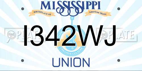 I342WJ Mississippi License Plate