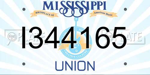 I344165 Mississippi License Plate