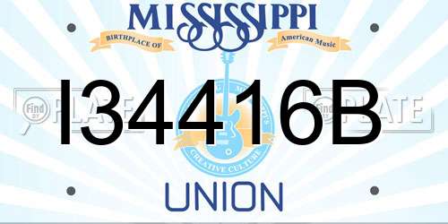 I34416B Mississippi License Plate