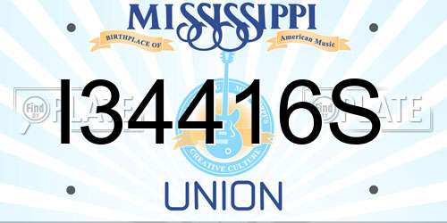 I34416S Mississippi License Plate