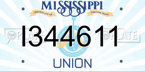 I344611 Mississippi License Plate