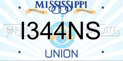 I344NS Mississippi License Plate